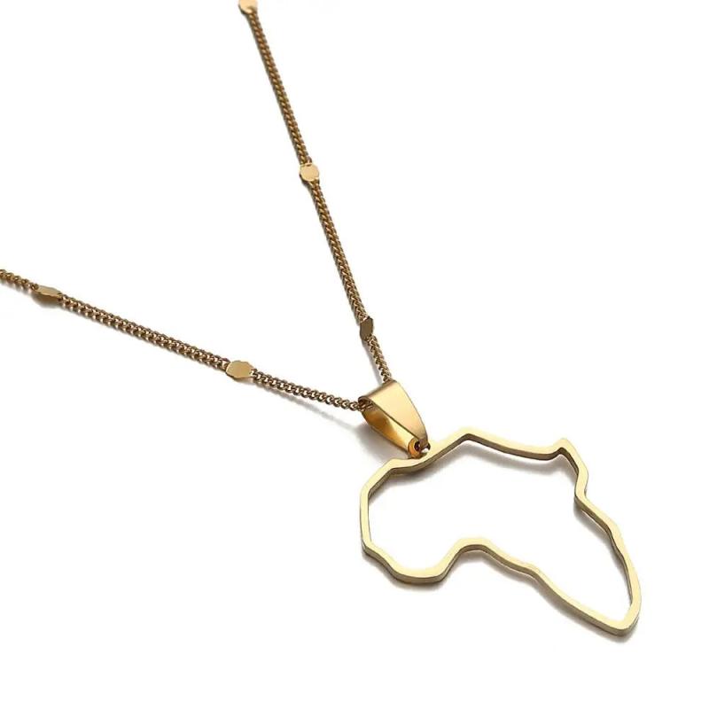 Stainless Steel African Map Pendant Necklace Christmas Jewelry