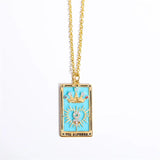 18K Plated Zodiac Sign Necklace Tarot Card Pendant Women Christmas Gift