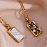 18K Plated Zodiac Sign Necklace Tarot Card Pendant Women Christmas Gift