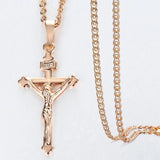 Thin Cross Crucifix Jesus Pendant Necklace 585 Rose Jewelry Christmas
