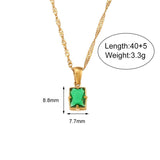 Dainty Rectangle CZ Pendant Necklaces For Women