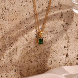 Dainty Rectangle CZ Pendant Necklaces For Women