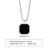 Geometric Necklace Men, Roman Amulet,Black Square Enamel Pendant