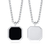 Geometric Necklace Men, Roman Amulet,Black Square Enamel Pendant