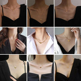 Women Choker Clavicle Chain Stainless Steel Heart Pendant Charm Necklace