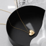 Women Choker Clavicle Chain Stainless Steel Heart Pendant Charm Necklace