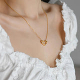Women Choker Clavicle Chain Stainless Steel Heart Pendant Charm Necklace