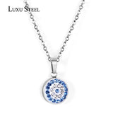 35cm+5cm Round CZ Pendant Necklace Silver Cuban Link Chains Christmas