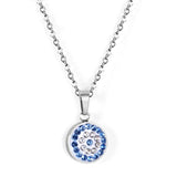 35cm+5cm Round CZ Pendant Necklace Silver Cuban Link Chains Christmas