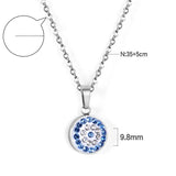 35cm+5cm Round CZ Pendant Necklace Silver Cuban Link Chains Christmas