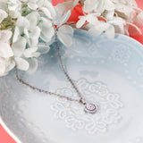 35cm+5cm Round CZ Pendant Necklace Silver Cuban Link Chains Christmas