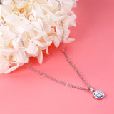 35cm+5cm Round CZ Pendant Necklace Silver Cuban Link Chains Christmas