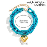 Big Ball Love Heart Pendant Necklace for Women Punk Colorful Chain Choker