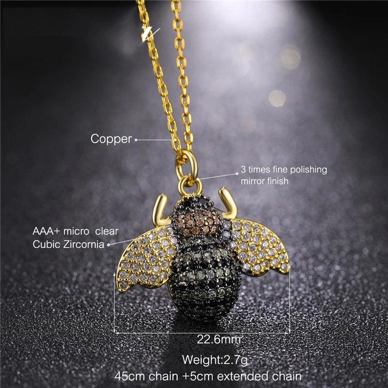 Crystal Insect Pendant Necklace for Women Girls