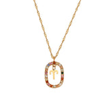 Colorful Rhinestone Steel Zodiac Sign Pendant Necklace - Christmas Gift