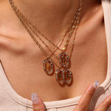Colorful Rhinestone Steel Zodiac Sign Pendant Necklace - Christmas Gift