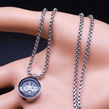Compass Pendant Necklace Silver Christmas Jewelry