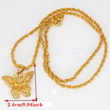 24k Butterfly Pendant Necklace for Women, Water Wave Chain Jewelry