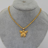 24k Butterfly Pendant Necklace for Women, Water Wave Chain Jewelry
