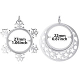 2PCS Christmas Snowflake Glass Living Memory Locket Pendant