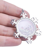 2PCS Christmas Snowflake Glass Living Memory Locket Pendant