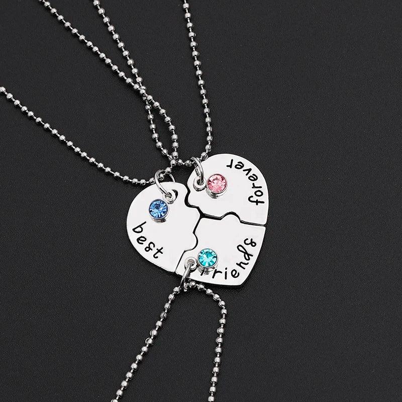 BFF Necklaces broken heart Necklace for 3 friends