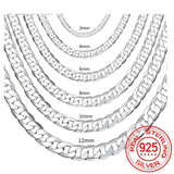 925 Silver Necklace Solid Chain Lobster Clasp Men Women Jewelry