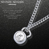 Fitness Kettlebell Pendant Necklace Stainless Steel Chain Hip Hop Jewelry