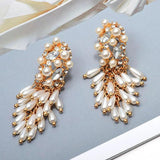 Crystal Pearl Drop Long Earrings for Women - Christmas Gift