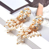 Crystal Pearl Drop Long Earrings for Women - Christmas Gift