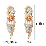 Crystal Pearl Drop Long Earrings for Women - Christmas Gift