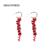 Red Coral Dangle Earrings Boheme Christmas Jewelry Shop