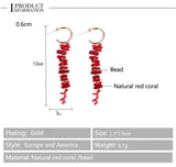 Red Coral Dangle Earrings Boheme Christmas Jewelry Shop