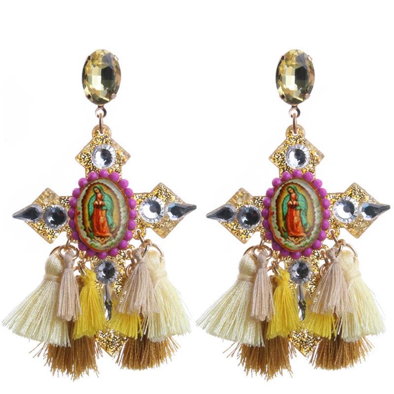Bohemia Tassel Crystal Drop Earrings