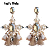 Bohemia Tassel Crystal Drop Earrings