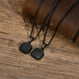 Men's Square Pendant 15mm Stainless Steel Turquoise Necklace