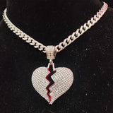 Men Hip Hop Heart Bling Pendant Necklace 316L Stainless Steel Chain