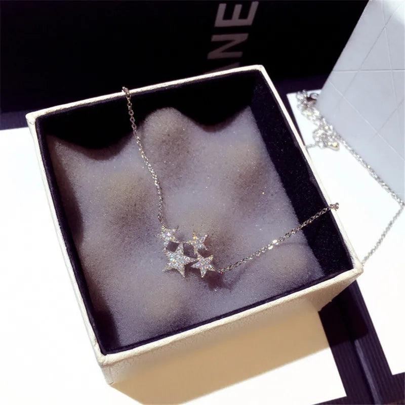 Star CZ Pendant Necklace Bridal Wedding Jewelry CCN709