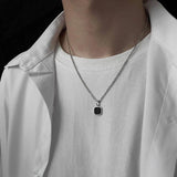Hip-hop Square Pendant Necklace Stainless Steel Accessories