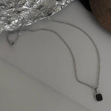 Hip-hop Square Pendant Necklace Stainless Steel Accessories