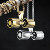Dumbbell Men Necklaces 316L Stainless Steel Fitness Pendant