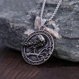 Viking 3D Crow Pendant Stainless Steel Punk Compass Necklace