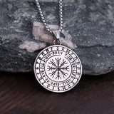 Viking 3D Crow Pendant Stainless Steel Punk Compass Necklace