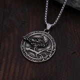 Viking 3D Crow Pendant Stainless Steel Punk Compass Necklace