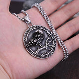 Viking 3D Crow Pendant Stainless Steel Punk Compass Necklace