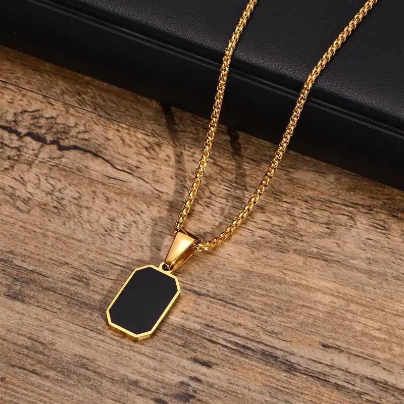 Men's Geometric Pendant Double Layer Necklace