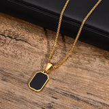 Men's Geometric Pendant Double Layer Necklace