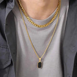 Men's Geometric Pendant Double Layer Necklace