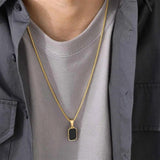 Men's Geometric Pendant Double Layer Necklace