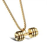 Stainless Steel Plated Dumbbel Charm Necklace
